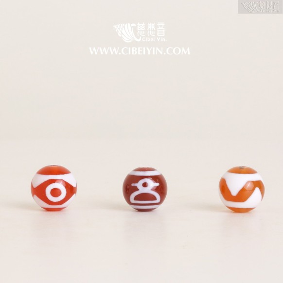 Dzi Bead (Round/Red) – 15 mm – Random Shipment