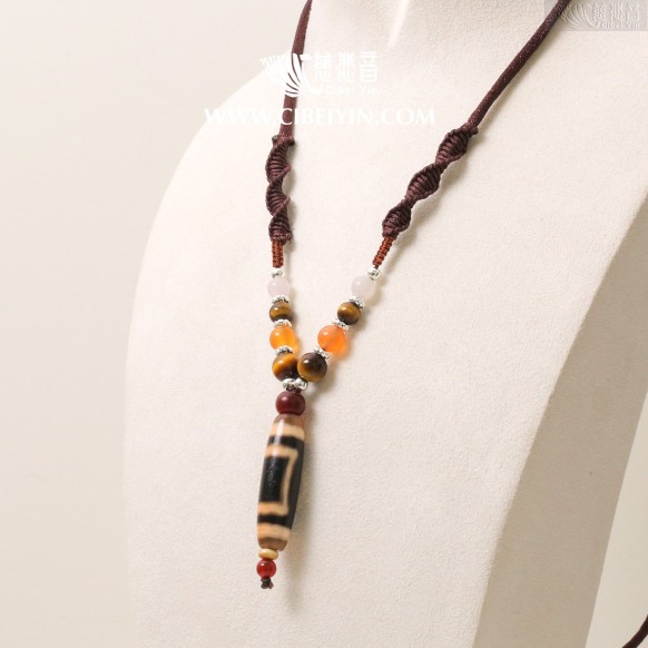 Heaven and Earth Dzi Bead Necklace – 38 mm – Random Shipment