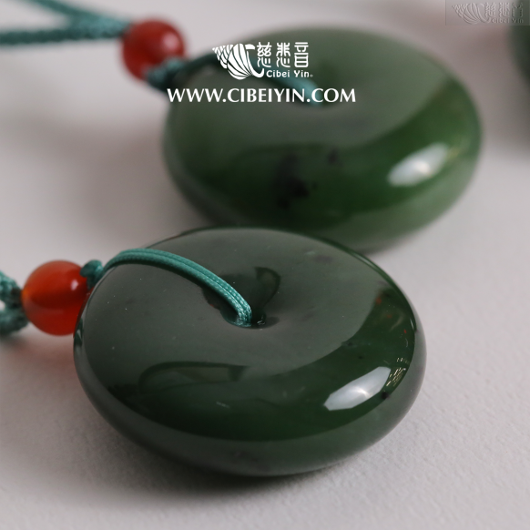 “Peace and Auspicious” Hetian Green Jade Peace Pendant