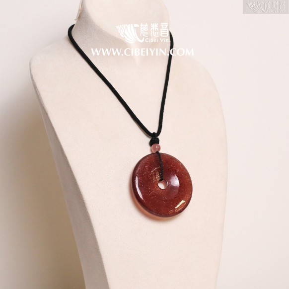 “Peach Blossom in Full Bloom” Strawberry Quartz Peace Pendant