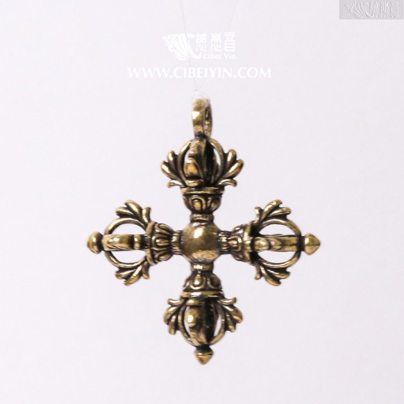 Brass Cross Vajra Pendant (40×35 mm)
