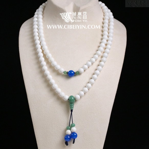 Milky White Tridacna 108 Prayer Beads - 8mm -10