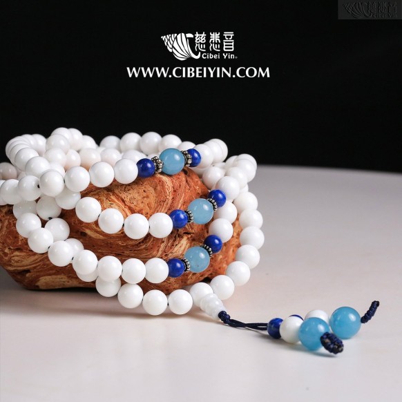 Milky White Tridacna 108 Prayer Beads - 8mm -1１