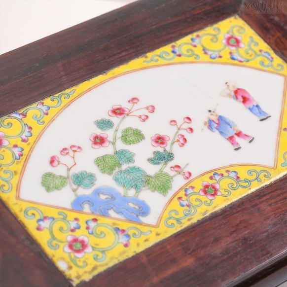 Ceramic Plaque ‘Children at Play’ Motif Display Stand