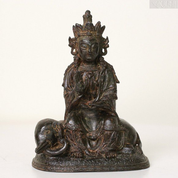 Yuan Dynasties Gilt Bronze Samantabhadra ridding a elephant Statue