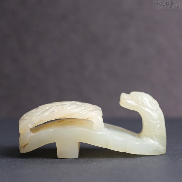 "Dragon and Phoenix Auspice" Jade Belt Buckle