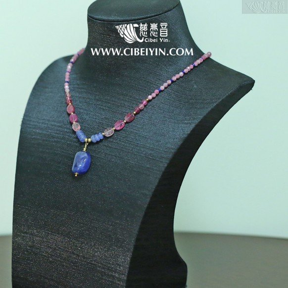 "Lotus pond moonlight" Sapphire Necklace-3