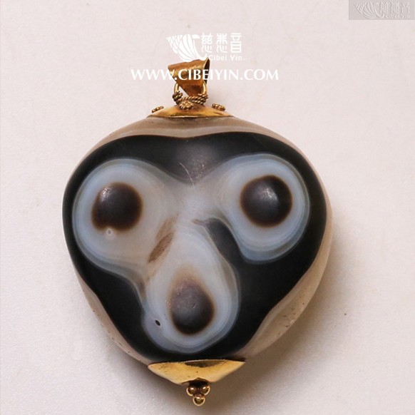 Natural Three-Eyed Dzi Bead King-A