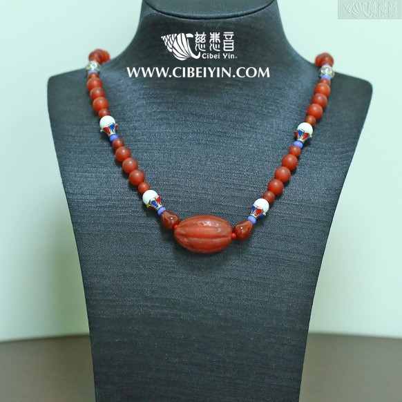 Old Glazed Crystal Necklace  23-8