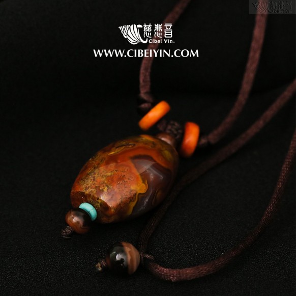 Golden lotus-True Fire Stone Necklace-18-006