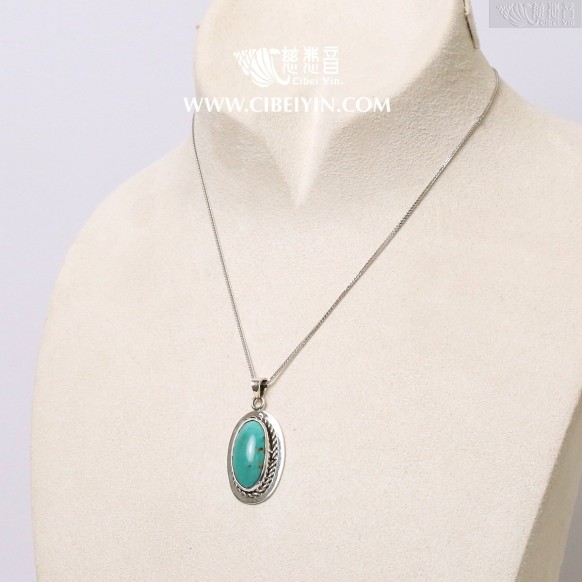 Natural Turquoise Silver Pendant-861