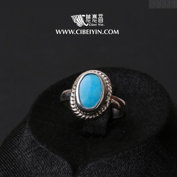 Natural Turquoise Silver Ring-998 (Size 6.5)