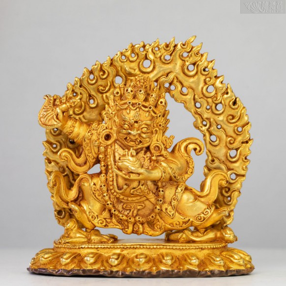 Gold Plated on Bronze Statue of Mahakala
