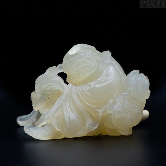 "Bodhidharma Fu Lu Shou" Shoushan Lychee Frozen Stone Ornament