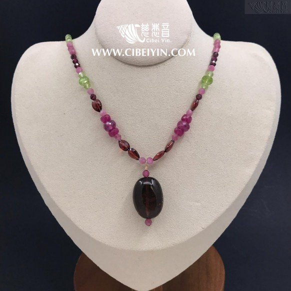 "Rhythm of wisdom" Deep Purple Tourmaline Necklace