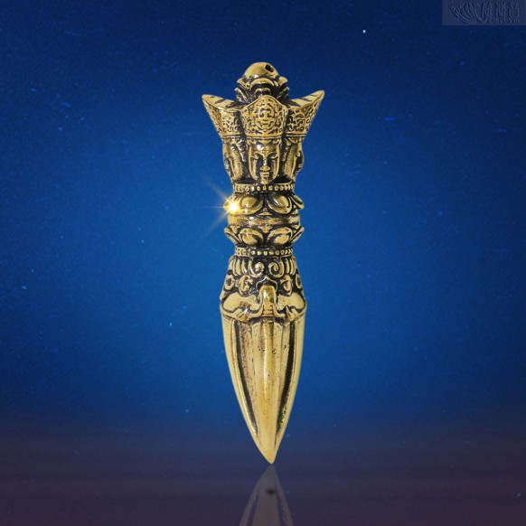 Brass Four-Faced Vajra Phurba - 9cm
