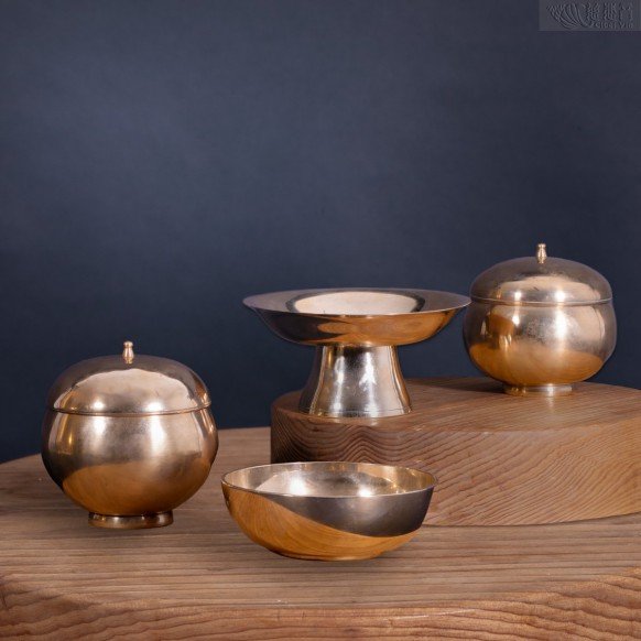 Brass offering bowl and offering cup