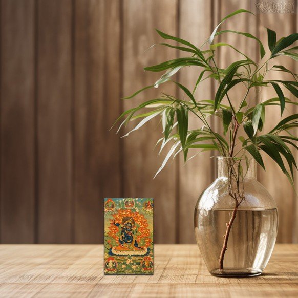 Mahakala Deity Thangka - Wallet Size